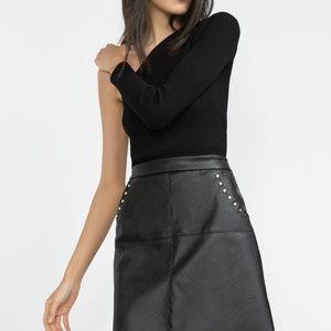 NWT Zara Black Faux Leather Skirt Size S